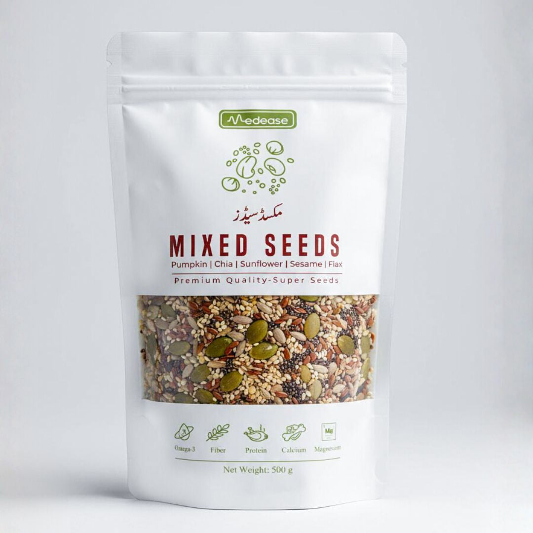 Organic Mixed Seeds by Medease | Pumpkin, Sunflower, Chia, Sesame & Flax | High Protein, Omega-3 & Fiber-Rich Superfood | 500g