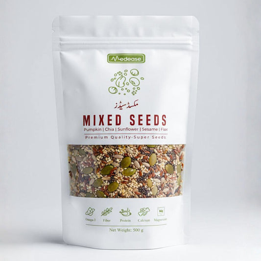 Organic Mixed Seeds by Medease | Pumpkin, Sunflower, Chia, Sesame & Flax | High Protein, Omega-3 & Fiber-Rich Superfood | 500g