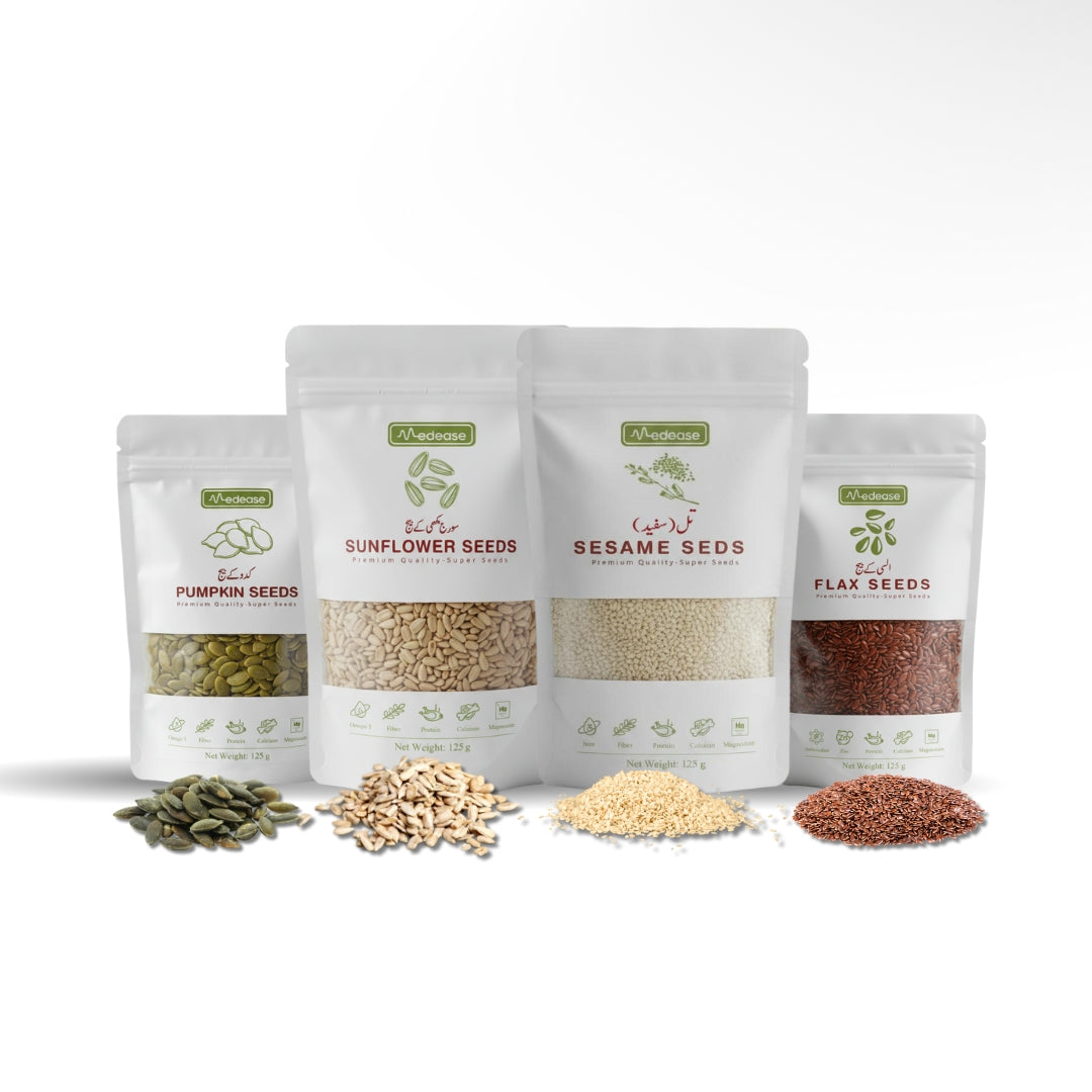PCOS Seed Cycling Kit – Natural Hormone Balance with Flax, Pumpkin, Sunflower & Sesame Seeds